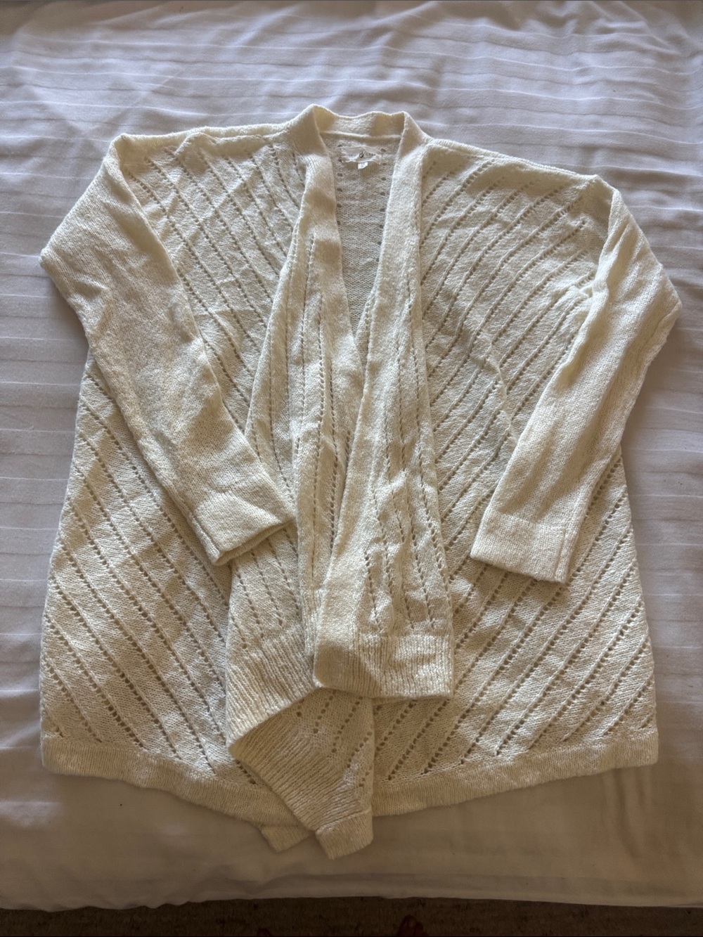 Lou & Grey Cozy Cream Open-Front Knit Cardigan Sweater size M